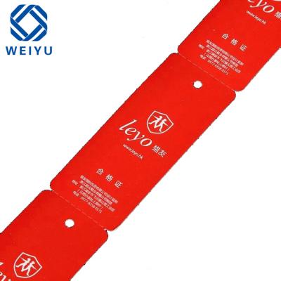 China Viable Wholesale Clothing Tags Custom Print Eco Friendly Clothing Hang Tag Printing Clothes Paper Hang Tags for sale