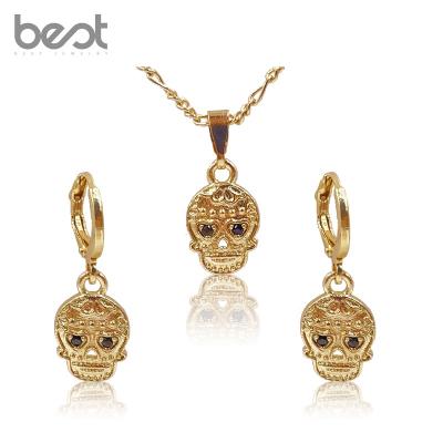 China Jewelry Set 2022 New 18k Gold Plated Skull Shape Design Jewelry Cute Three Piece Set for sale