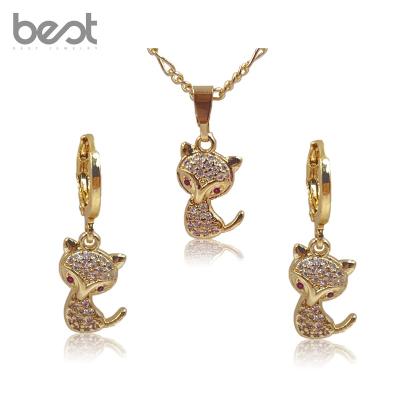 China 2022 New Fashion Cute Necklace Earrings Set Cute Animal Fox Girlfriends Gift Birthday Gift Jewelry Set for sale