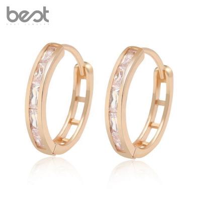 China ChinaManufacture Hiphop Competitive Price ChinaManufacture Zircon Circle Stud Earring Wand Hoop Earring 18k Gold Plated Copper Jewelry for sale