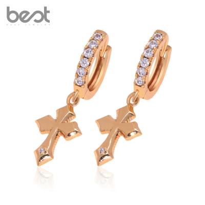 China Supplier Factory Price Factory Price Huggies Cross Hanging Earring Jewelry Plain Corss Circle Drop Zircon Earrings FASHIONABLE Zircon Earrings for sale