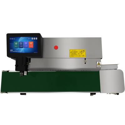 China Continuous food stainless steel body plastic film tea bag band sealer with date code logo inkjet printing seal packing machines for sale