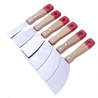 China Factory Wholesale High Strength Flexible Durable Shovel Blade Stainless Steel Shovel Mud Tools Handle Stainless Steel Cleaning Wood Putty Knife for sale