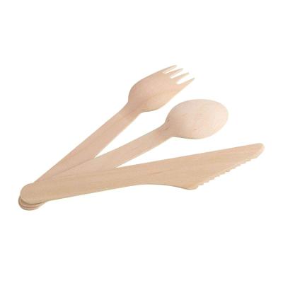 China Eco-Friendly Camping Posate Set Biodegradable Disposable Wooden Cutlery Set for sale