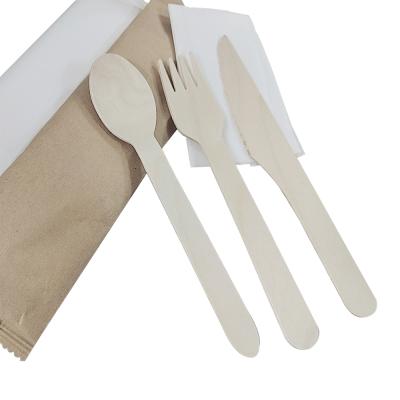 China Camping 4 in 1 Cutlery Set Cutlery Set Biodegradable Disposable Wooden Cutlery Set for sale