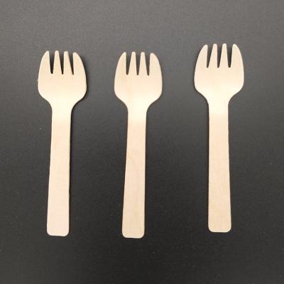 China Birch Wooden Cutlery Camping Spork Samll Ice Cream Spork Wooden Dessert Fork for sale