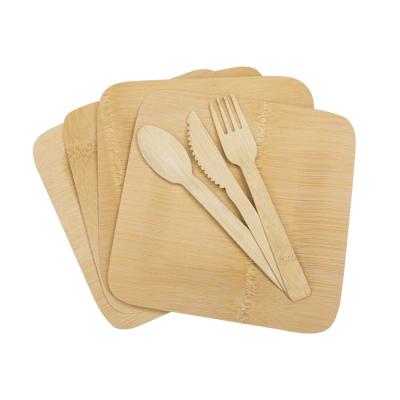 China Hot Sales Camping Bamboo Cutlery Set Eco Sustainable Bamboo Flatware Cutlery Set for sale