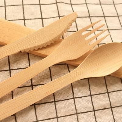 China Camping Portable 7-Piece Cutlery Set Disposible Bamboo Bamboo Flatware Sets Disposable for sale