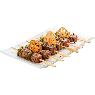 China Easily Cleaned Well Bubble Bamboo Skewers With Custom Logo Flat 4 inch For Steak Gun Skewers On Sale for sale