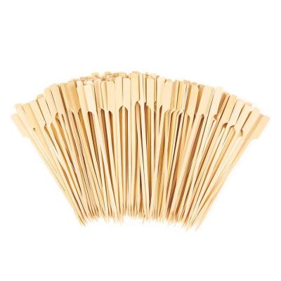 China Easily Cleaned Bamboo Paddle BBQ Grill Hamburger Skewer Pick Flat Bamboo Kebab BBQ Skewer for sale