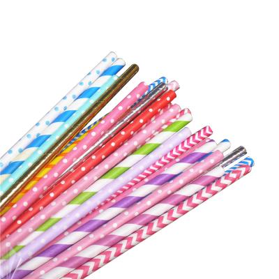 China Strip Color Food Grade Drinking Straws Disposable Biodegradable Paper Straws for sale