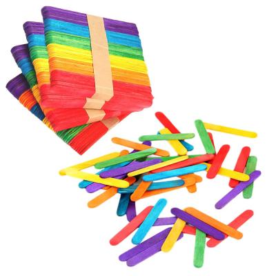 China Sustainable Wholesale Craft Ice Cream Stick 114X10X2mm Wooden Sticks Colored for sale