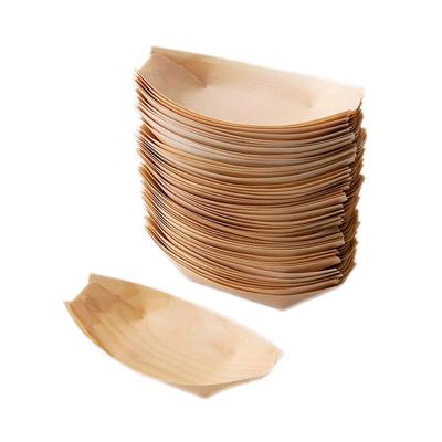 China Viable Disposable Biodegradable Snack Tray Wooden Sushi Boat Serving Tray For Sale Sushi Boat Shape Cinema for sale