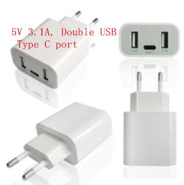 Κίνα Διπλός USB τύπων Γ φορτιστής 5V 3.1A τοίχων φορτιστών USB ταξιδιού Usb λιμένων καθολικός προς πώληση