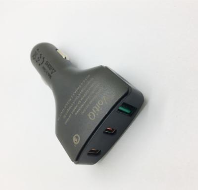 China 2 Lader type-c + 1 USB-de Adapter Zwarte Kleur van de Machtsauto voor Mobiele Telefoon Te koop