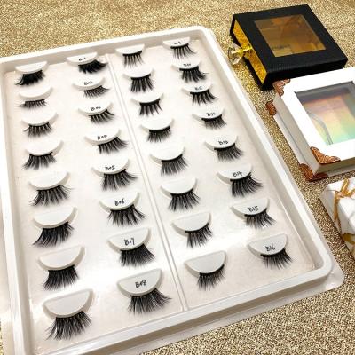 China Natural Curl Tstory L Most Popular 3D Short Silk Lashes Half Corner Lashes With Custom Lash Packaging Half Lashes for sale