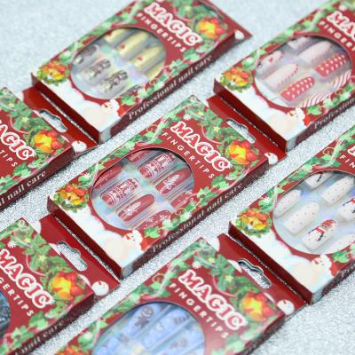 China Meaterial Tstory 2021 Eco-Friendly Christmas Design 3D Press On Fake Nails With Unique And New Developed Nail Packaging for sale