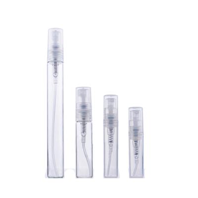 China Personal Care 2ml 3ml 5ml 10ml Spray Top Tube Glass Perfume Bottle With Spray Pump, Mini Glass Perfume Spray Vial With Plastic Cap for sale