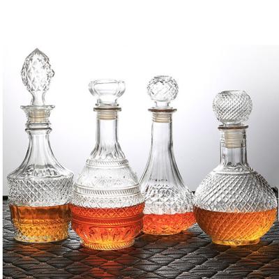 China Home Bar Hotel Restaurant Decanter Transparent Glass Whiskey Bottle For Red Wine Pagoda Model 250ml 500ml 900ml 1000ml. for sale