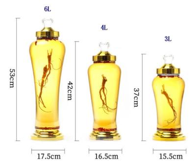 China 3L 4L 6L Korean Style Beverage Health Wine Bottle Ginseng Bubble Glass Bottle Korean Large Volume Wine Bottle With Faucet for sale