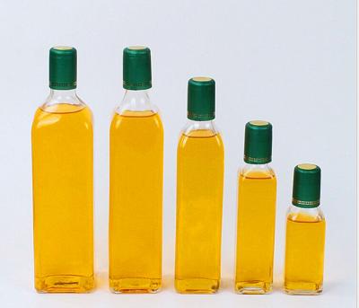 China Frying Oil 750ml Round Square Shape Food Grade Frying Oil Glass Bottle for sale