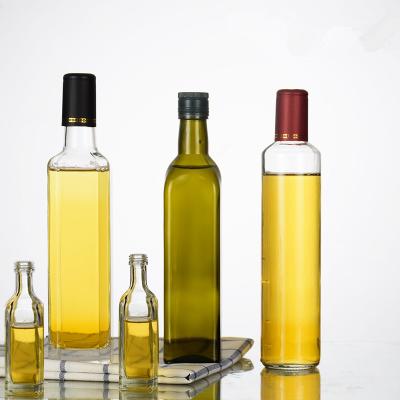 China Household products widely use 100ml 250ml 500ml 750ml 1000ml olive oil bottle cooking oil glass green or clear bottle with aluminum cap for sale