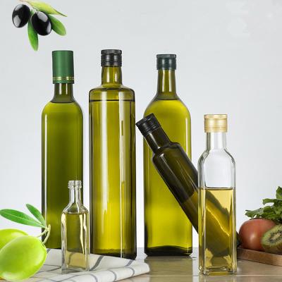 China Household products wholesale 100ml 250ml 500ml 750ml 1000ml round or square shape olive oil bottle frying oil glass bottle for sale