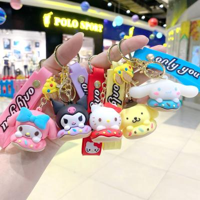 China Customization 2023 Wholesale New Arrival Kawaii Kuromi Key Chain Backpack Cute Rubber Car Pendant PVC Key Chain Rubber for sale