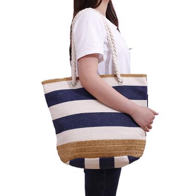 China New Reusable Women's Shopping Bag Casual Messenger Printed Backpack Fashion Shoulder Bag Cotton Canvas Portable Beach Bag for sale