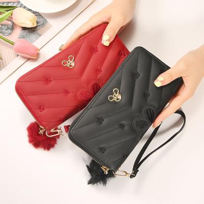 China Hold Cash Money Card Fashion Ladies Wallet PU Embroidered Clutch Bag Factory New Affordable Wholesale Leather Zipper Bag Wallet Card Holder for sale