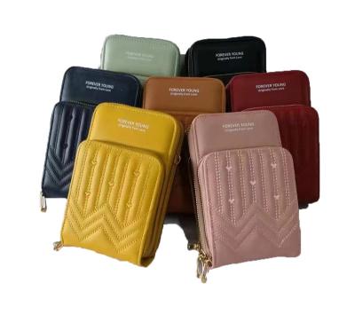 China Fashion \ New Comfortable Women\ Durable PU Cell Phone Bag Cross - Messenger Bag Daily Mini Zipper Clutch Bag Durable Body Fashion Embroidered Shoulder Bag for sale