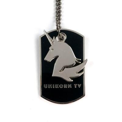 China Logotipo promocional personalizado grabado Etiquetas de perro / Etiqueta de perro de metal unicornio en venta