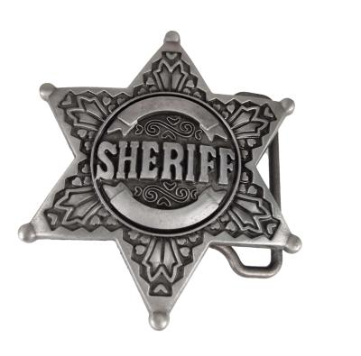 China Sheriff Antique Silver Metal Belt Buckle FREE Design Police Officer Belt for sale