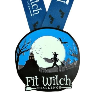 China Customized Glowing Fit Witch Challenge Halloween Medal In Luminous Colors for sale