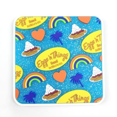 China Custom Promotional Pvc Rubber Coaster mit Glitter zu verkaufen