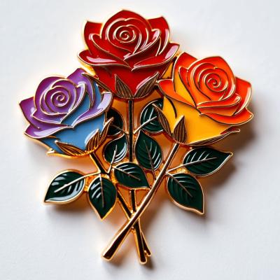 China Zinklegering Rose Bouquet koelkastmagneet met metalen bladeren Te koop