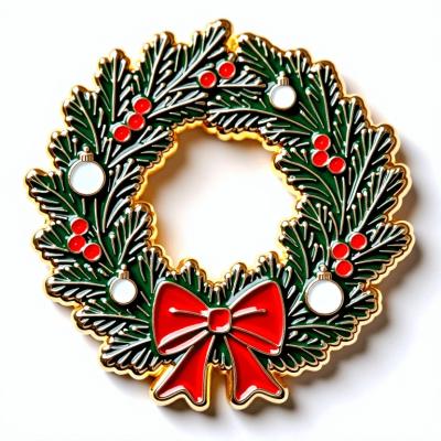 China Christmas Wreath Fridge Magnet With Pine Berries And Bow for sale