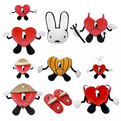 China Soft/Comfort Hot Sale New Design Bad Bunny Heart Pillow Custom Red Heart Plush Pillow Stuffed Toy For Kids for sale