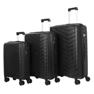 China Fashionable Hand Travel Koffer Suitcase Luggage Sets 3 Pcs Style Spinner Lock Luxury Black Color Unisex Material for sale