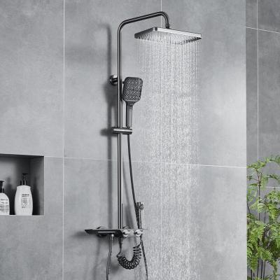 China With Gray Slide Bar Gun LED Digital Display Shower Set, Water-Saving Supercharged Shower Head Set for sale