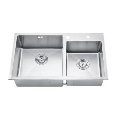 China Without Faucet Kitchen Double Bowl 304 Stainless Steel Sink Installation Cleaning Kitchen Sink for sale