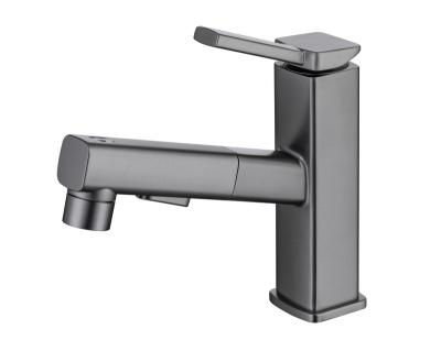 China Pull Out Spray Pull Out Bathroom Sink Faucet Multimode Sprayer, Hot & Cold, Brass (High, Gun Grey, Matte Black) for sale