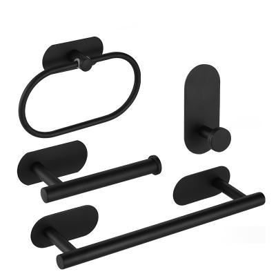 China NEW 4 PCS WESDA Modern Bathroom Hardware Set Black Wall Mounted Towel Rack Stainless Steel Towel Rack Bathroom Accessories Set for sale