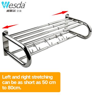 China 304 Stainless Steel Towel Rack Bathroom Stretchable Telescopic Towel Rack for sale