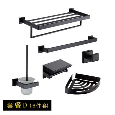 China WESDA Viable Bathroom Towel Rack Sets Matte Black Bathroom Hardware Set Stainless Steel Bath Accessory Set. Wall mounted for sale