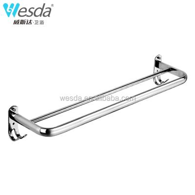 China Wholesale 304 Stainless Steel Towel Rod Bathroom Balcony Double Bar Towel Rack Fashion And Double Fashion Bathroom Hanging Towel Rack for sale