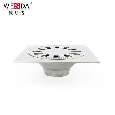 China Strainer Wesda square shower floor drain with removable cover grate grate, polished stainless steel surface. for sale