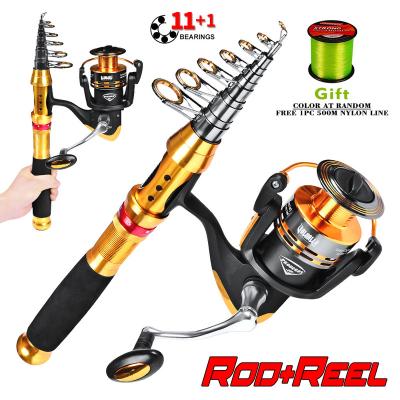 China Carbon Fishing Reel and Rod Set 1.5m-3.6m Telescopic Fishing Rod + 11BB Spining Reel Combo Fishing Line Gift for sale