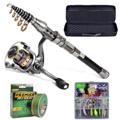 China 2021 New Arrival Fishing Set Combos Kit With Reel, Rod, Line, Lure Set, Hooks And Carrier Bag For Fishing 55cm*18.5*9cm for sale