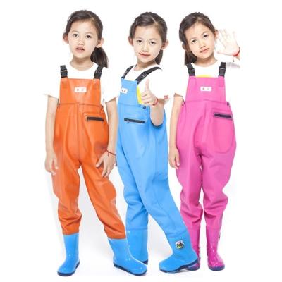 China 2021 New Fashion Cute Size 24-36 Breathable Waterproof Fishing Waders For Kids Waterproof Chest Fish Wader PVC Boots Girls And Boys for sale